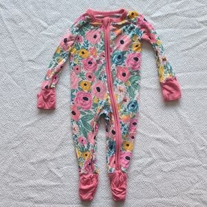 Little Sleepies Secret Garden Pink Floral Zippy Pajamas 0-3 Months